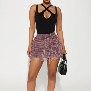 Distressed Denim Mini Skirt